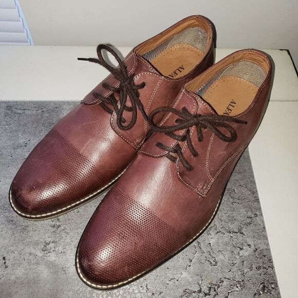 ALFANI CHADWICK RED BROWN LEATHER DRESS SHOES SIZE 10M - Picture 1 of 7